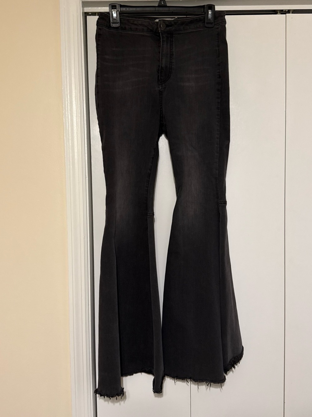 Free People Washed Black High-Rise Flare Jeans